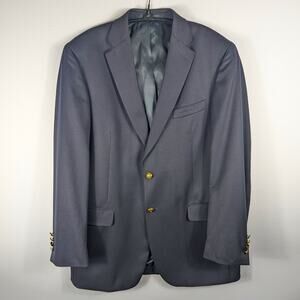 Corbin 41L Wool Blazer Men Navy Gold Crest Buttons Classic Fit 2 Button Jacket